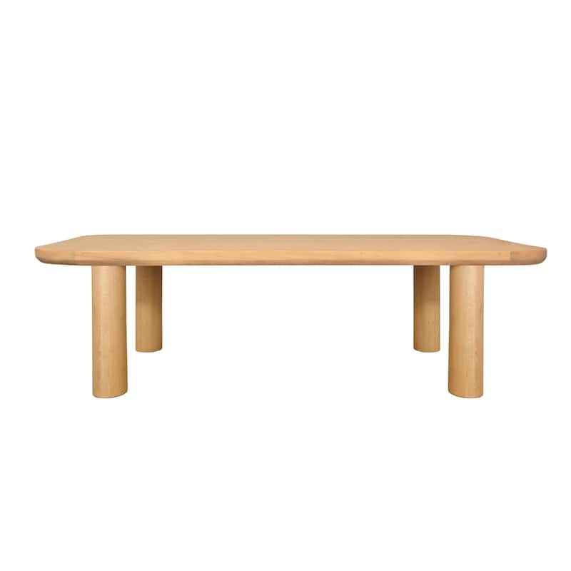 NADAAL STUDIOS Dareth Dining Table for 8, Rectangular Oak Wood Top, Four Post Legs, Natural Finish - 30.0in H X 42.0in D X 98.0in W