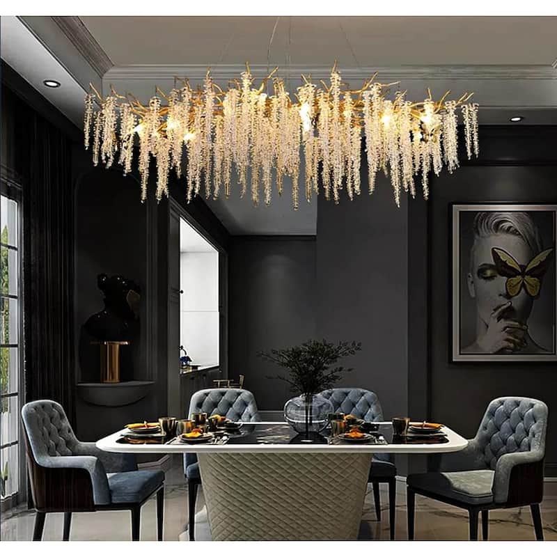 Gold Luxury Tree Brunch Chandelier Linear Crystal