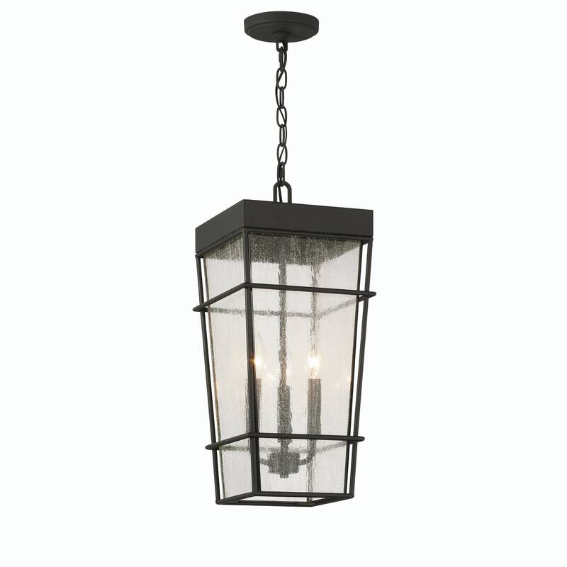 Acroma 3-Light Matte Black Outdoor Pendant Lantern