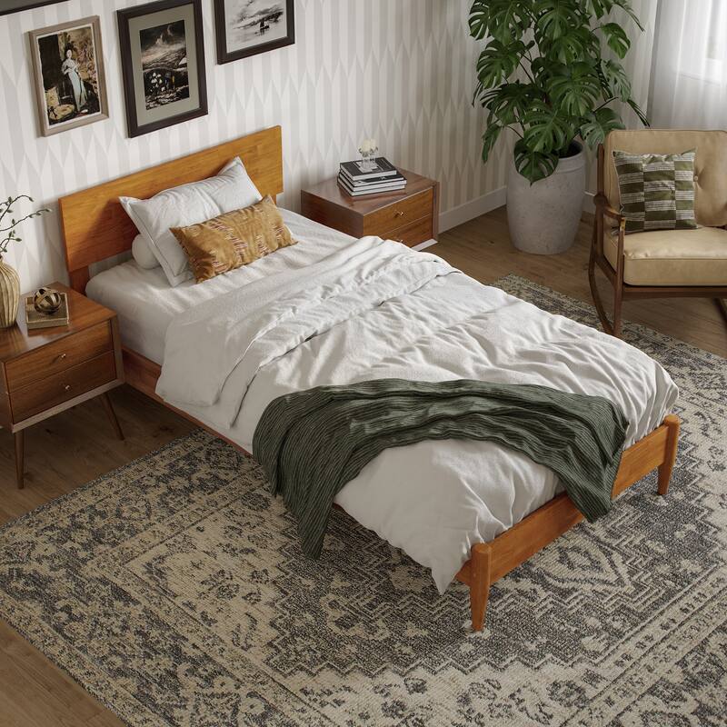 Aria Solid Wood Modern Low Profile Platform Bed