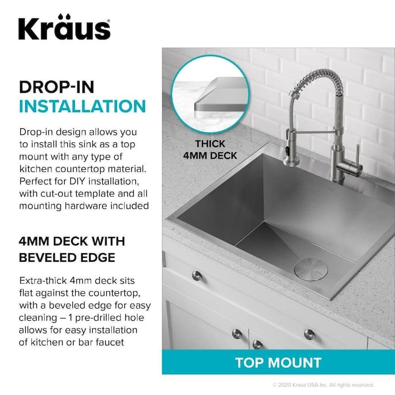 Kraus Standart PRO 22" Undermount Single Basin Stainless Steel Kitchen