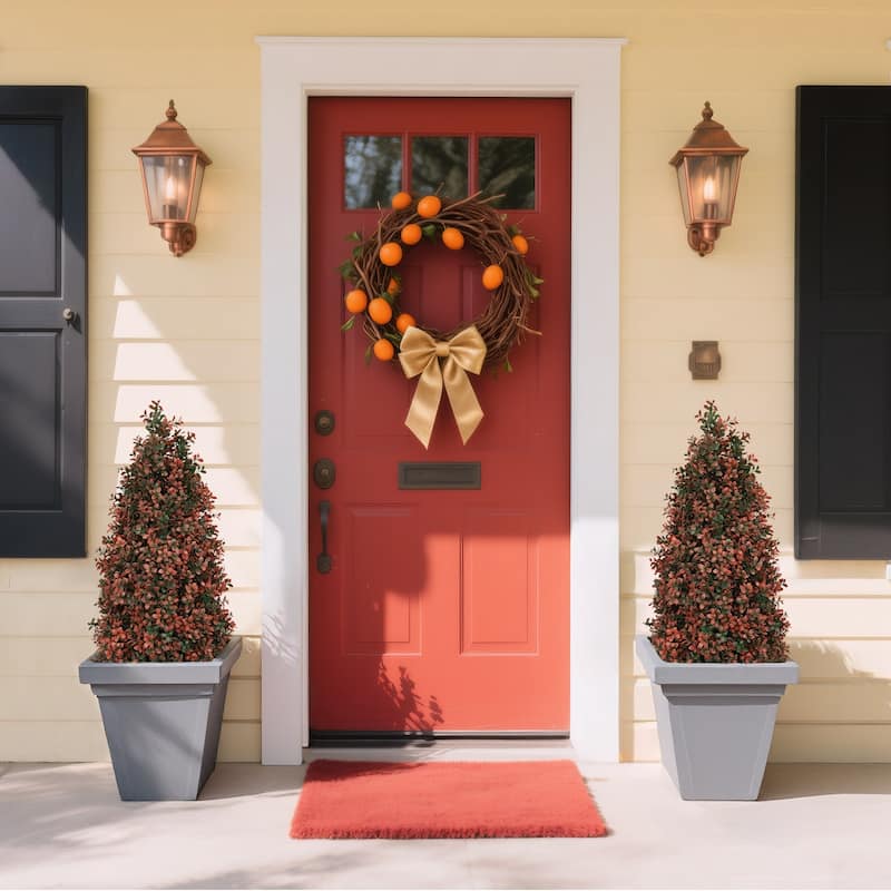 90cm Artificial Boxwood Topiary Tree for Outdoor Porch and Patio Decoration, Red , 2pcs/set