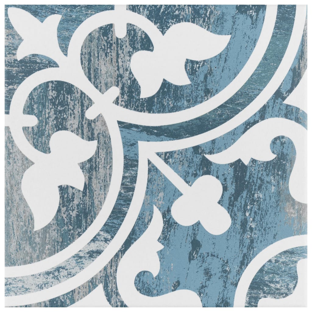 Merola Tile Cassis Arte Blue Day 9-3/4" x 9-3/4" Porcelain Floor and Wall Tile