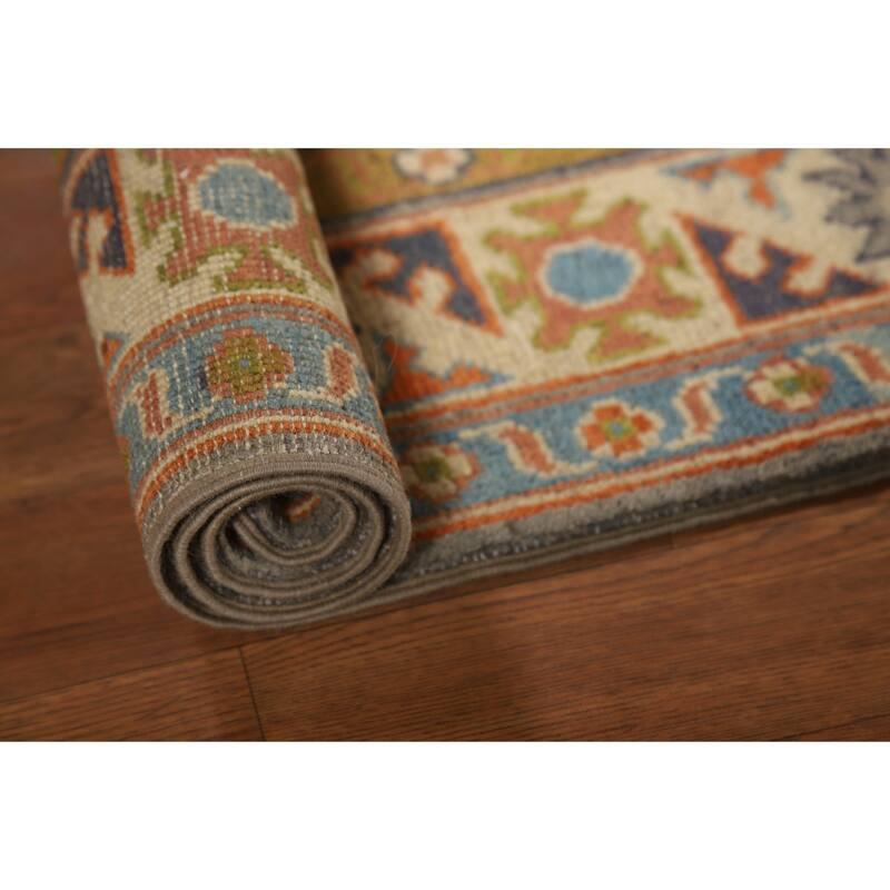 Gray Kazak Foyer Rug Hand-Knotted Traditional Wool Carpet - 2'7"x 4'2"