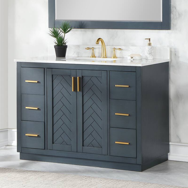 Altair Gazsi Bathroom Vanity with Composite Stone Countertop without Mirror