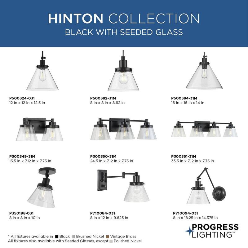 Hinton Collection One-Light Matte Black Modern Farmhouse Pendant - 16 in x 16 in x 14 in
