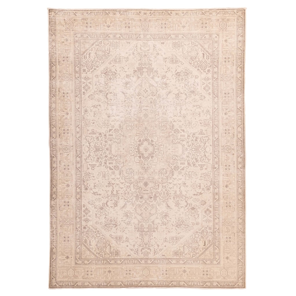 ECARPETGALLERY Hand-knotted Antalya Vintage Ivory Wool Rug - 6'7 x 9'4