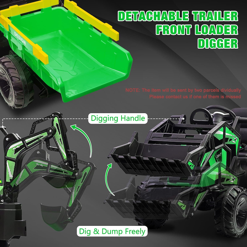 3 in 1 Ride on Tractor, Excavator & Bulldozer