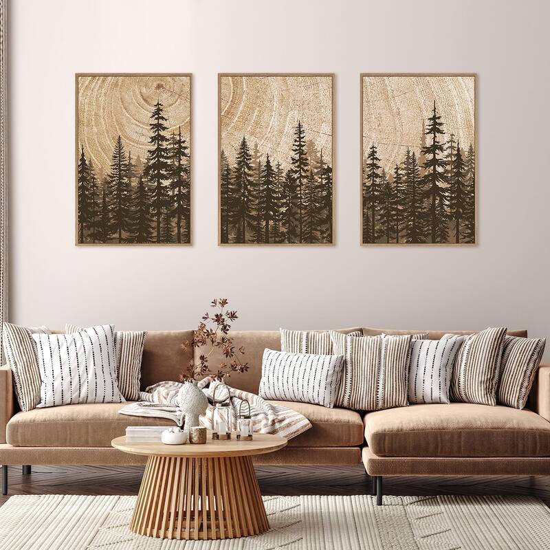 Natural Woodland Landscape Wall Decor, Large Retro Forest Painting