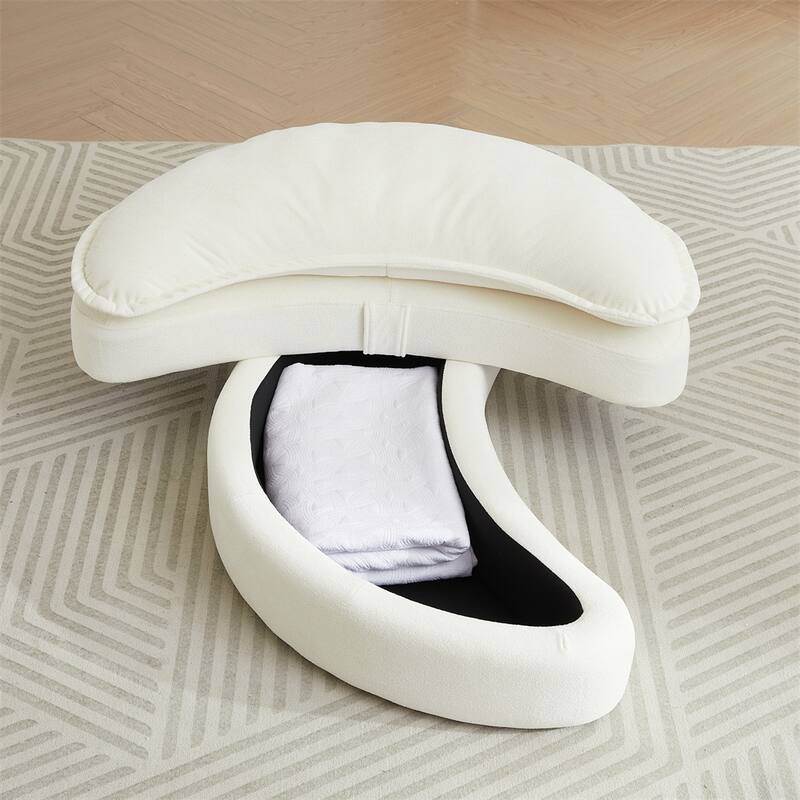52" Swivel Fabric Big Round Chair with Storage Ottoman and Pillows