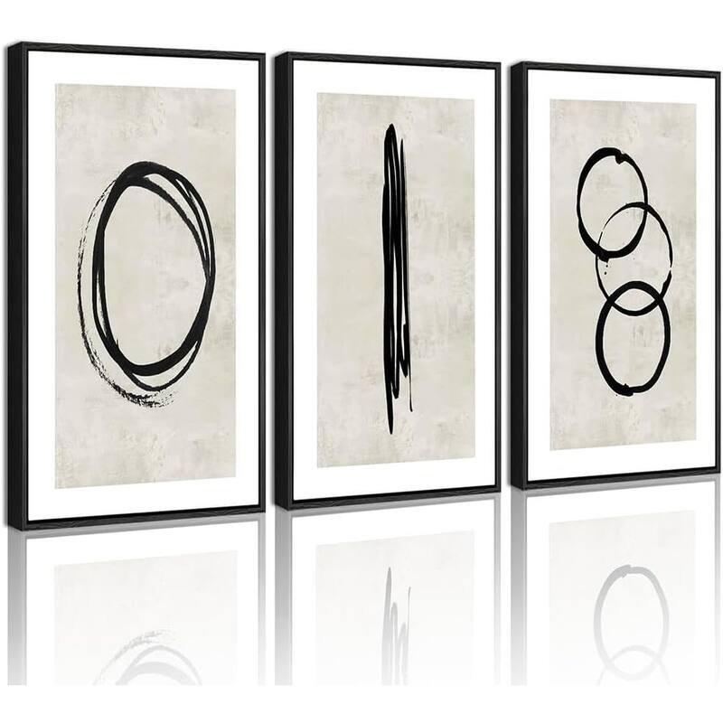 Black Abstract Wall Art Minimalist Lines - 16 x 24