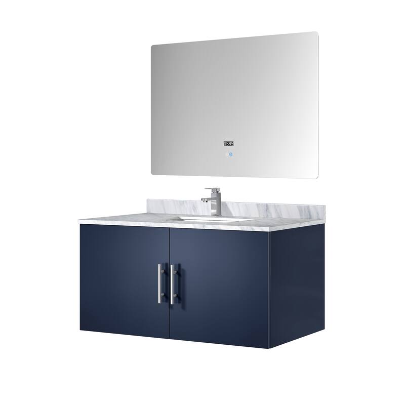 36" Bathroom Vanity with Marble Top, Stainless Steel Faucet, 36x32 Mirror Included, Scratch & Stain Resistant Surface