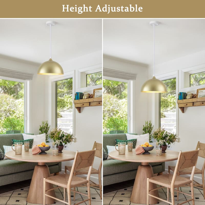 1-Light 11.81"W Metal Dome Pendant Ceiling Lights for Kitchen Island