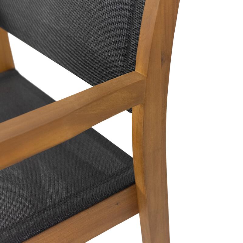 Fairfax Outdoor Acacia Barstool with Mesh (Set of 4) by Christopher Knight Home