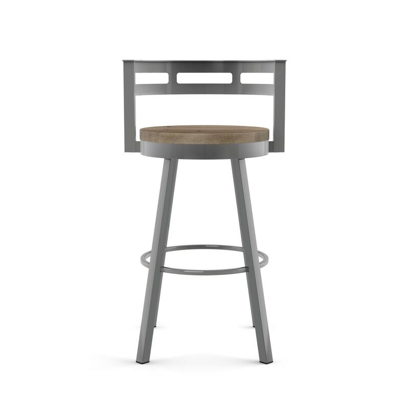Amisco Vector Swivel Counter Stool with Distressed Wood Seat