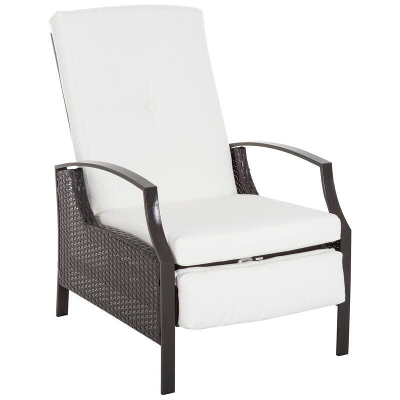 Outsunny Rattan Adjustable Recliner Chair with Hand-Woven All-Weather Wicker for Patio, Outdoor, Garden, Poolside
