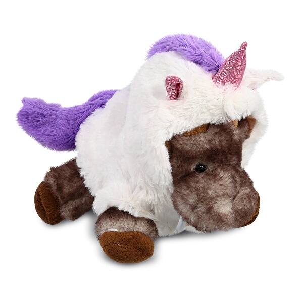 slide 2 of 6, DolliBu Brownish Moose Unicorn Plush Stuffed Animal Toy with Outfit - 9.5 inches