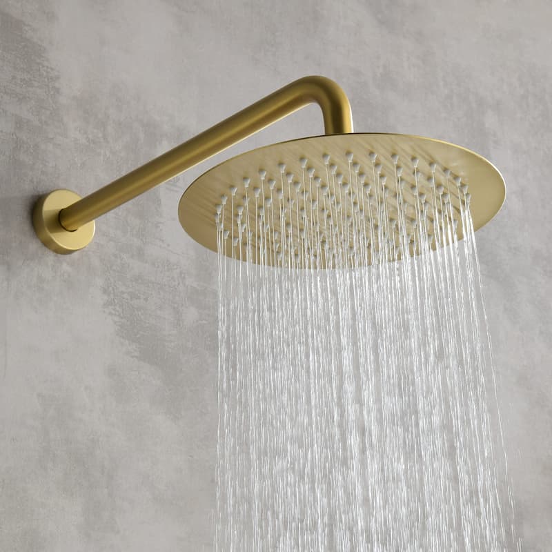 Wall Mounted Shower Faucet With Rough-in Valve Modern Complete Shower System Rainfall 10 Inch Round Shower Head Tirm Kit Set