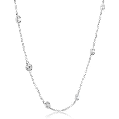 Kobelli 2.30 Carat Natural Diamond Certified 14k Solid White Gold Station Choker Necklace (I/SI)