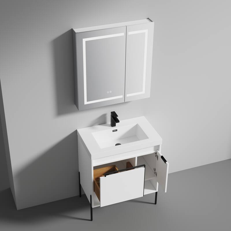 Blossom Turin 30 Inch Freestanding Bathroom Vanity with Acrylic Sink