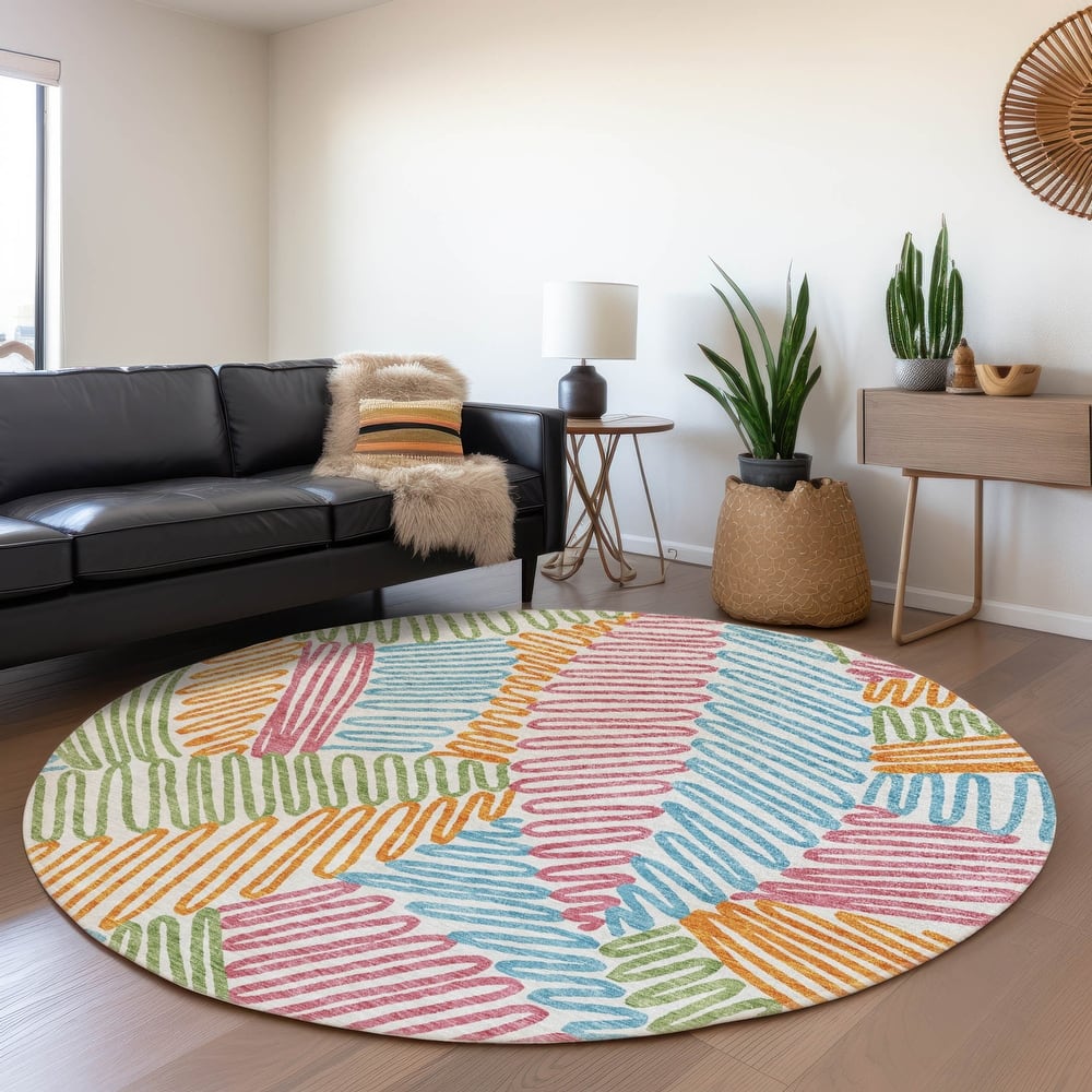 Premium Washable Super Soft Contemporary Leaf Mayfield Rug