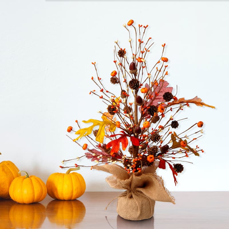 Glitzhome Pinecone Berry Table Tree Fall Harvest Xmas Centerpieces