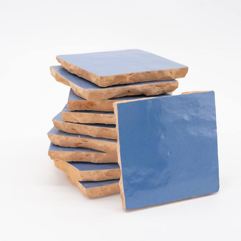 Handmade 4x4-in Moroccan Mosaic Solid Color Lagoon