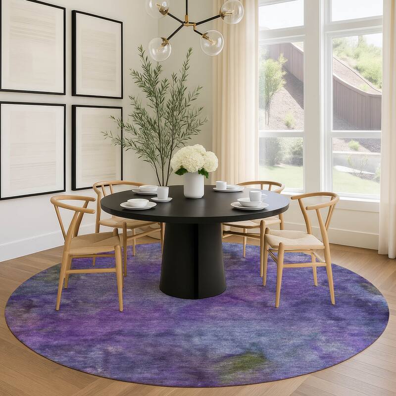 Machine Washable Indoor/ Outdoor Abstract Contemporary Chantille Rug
