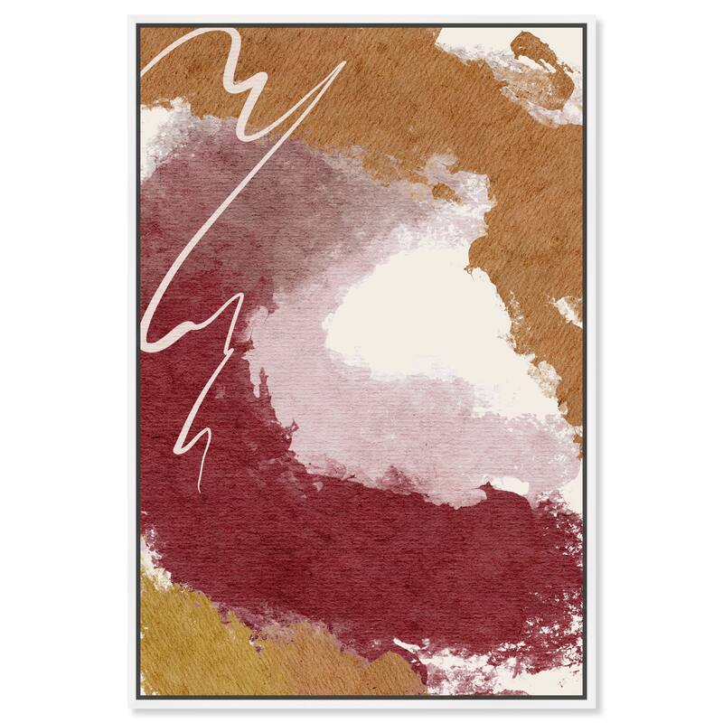 Art Remedy Burgundy And Cork Framed Boho Abstract 1 Piece Canvas Wall Art - 31 x 46 - White