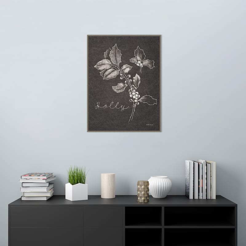 Black and White Chalkboard Christmas II by Beth Grove Canvas Art Framed - 23 x 30 in