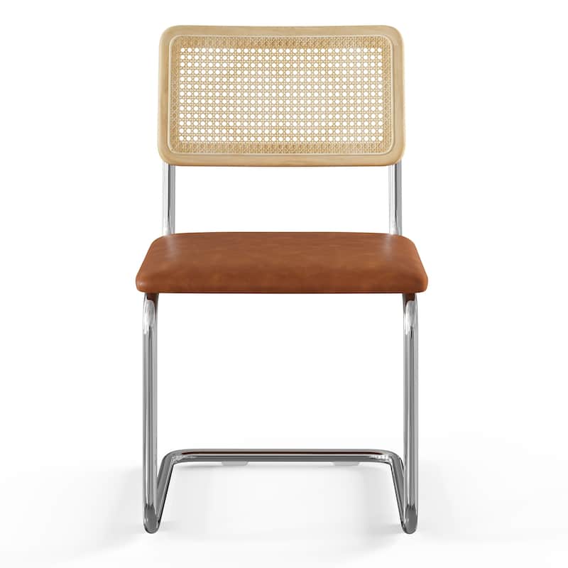 Hayward Cane Back Vegan Leather Side Chair Chrome Frame (Set Of 2)