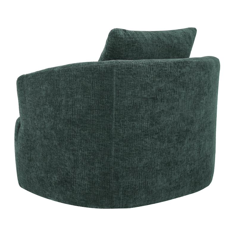 Upholstered Swivel Barrel Chair with Pillow