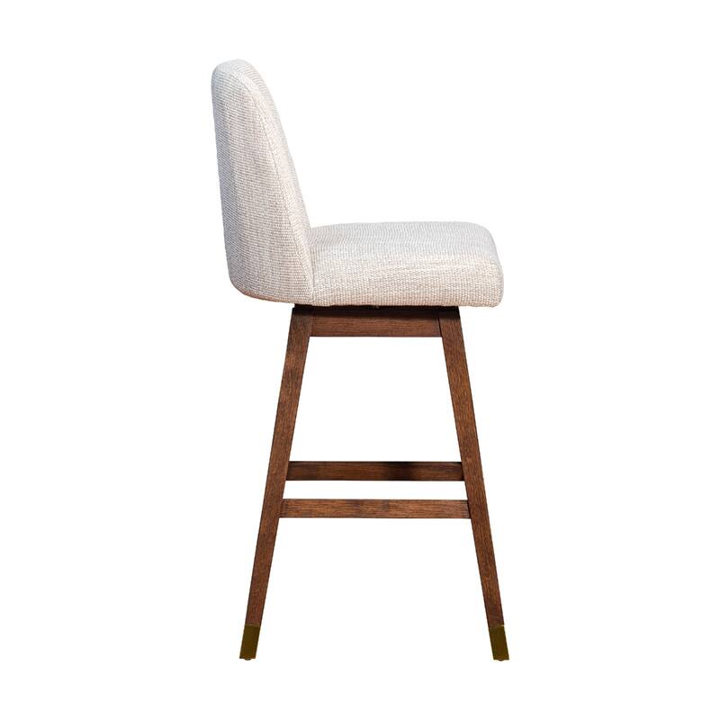 Full Back Swivel Counter Height Bar Stool with Armrest and Foam Cushion Seat Wood Frame for Kitchen