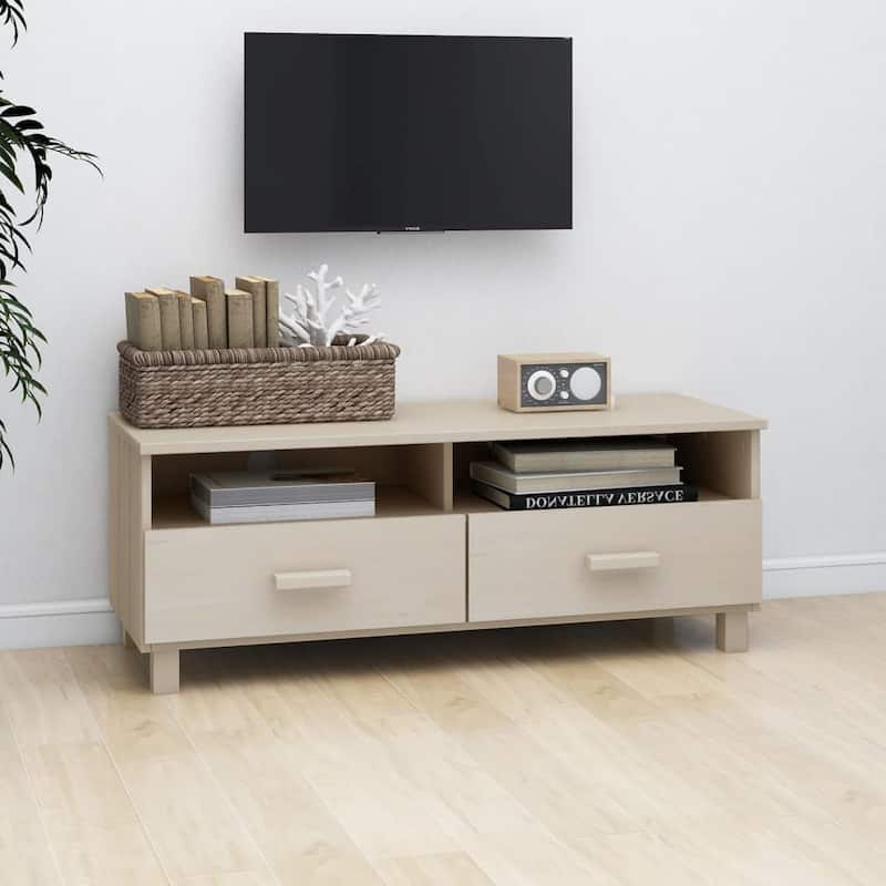 vidaXL TV Stand TV Console Sideboard TV Unit Cupboard HAMAR Solid Wood Pine - 41.7" x 15.7" x 15.7"