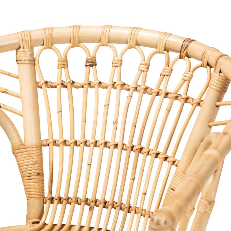 Kaka Modern Bohemian Natural Brown Rattan Dining Chair