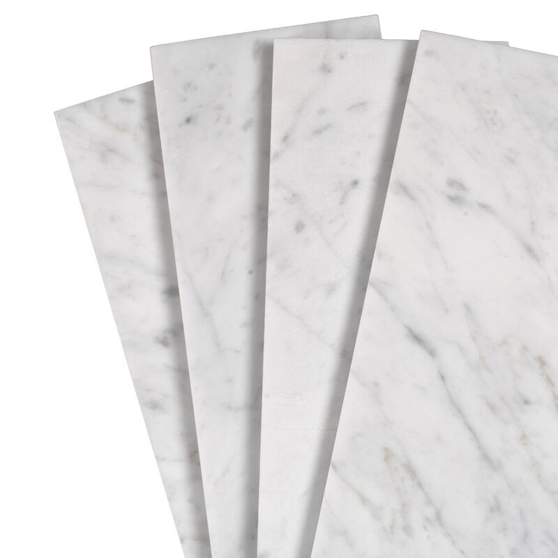 Apollo tile 4" x 12" Grandis Polished White Marble Tile (5 sq ft/case) - 15 Pack