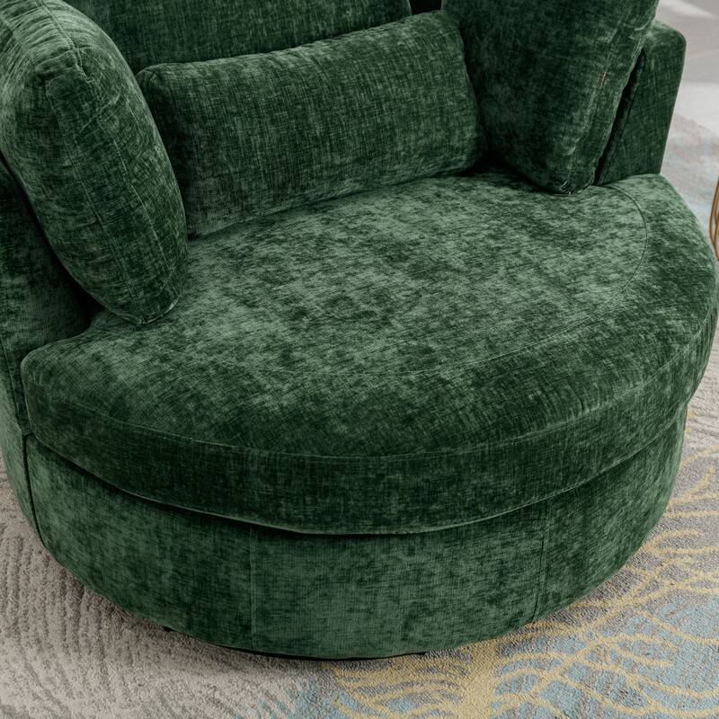 Upholstered Swivel Barrel Armchair Club Chair With Metal Base