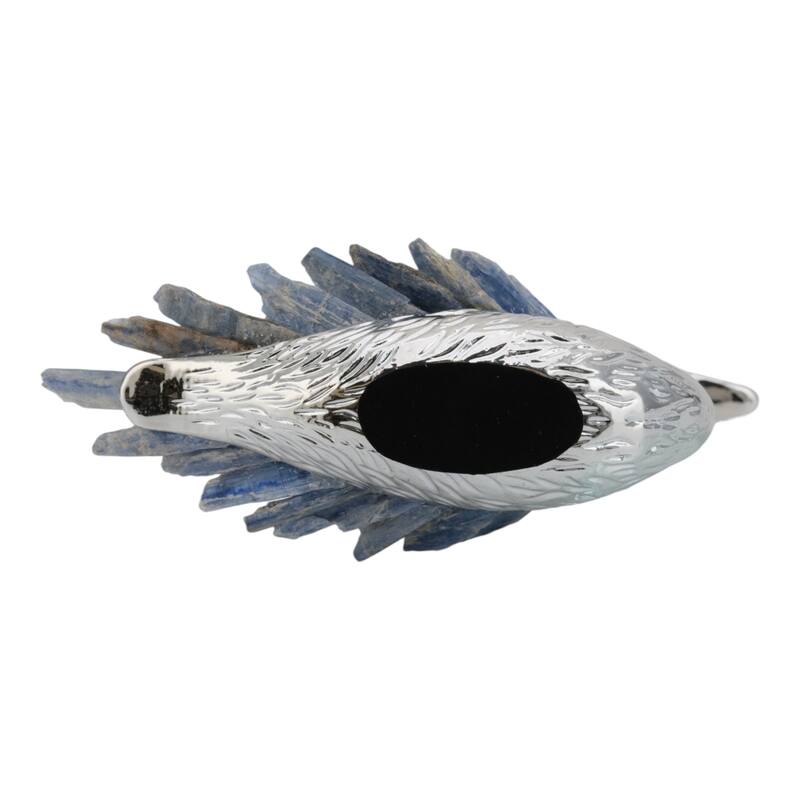 Metal Decorative Object Swan Figurine Kyanite Modern Stone Accent
