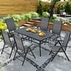 preview thumbnail 53 of 92, Versatile Outdoor Dining Sets w Swivel/Folding Chairs & Steel Slat Table and HDPE Dining Table Set for Gardens, Patios 7-Piece - Folding-Grey