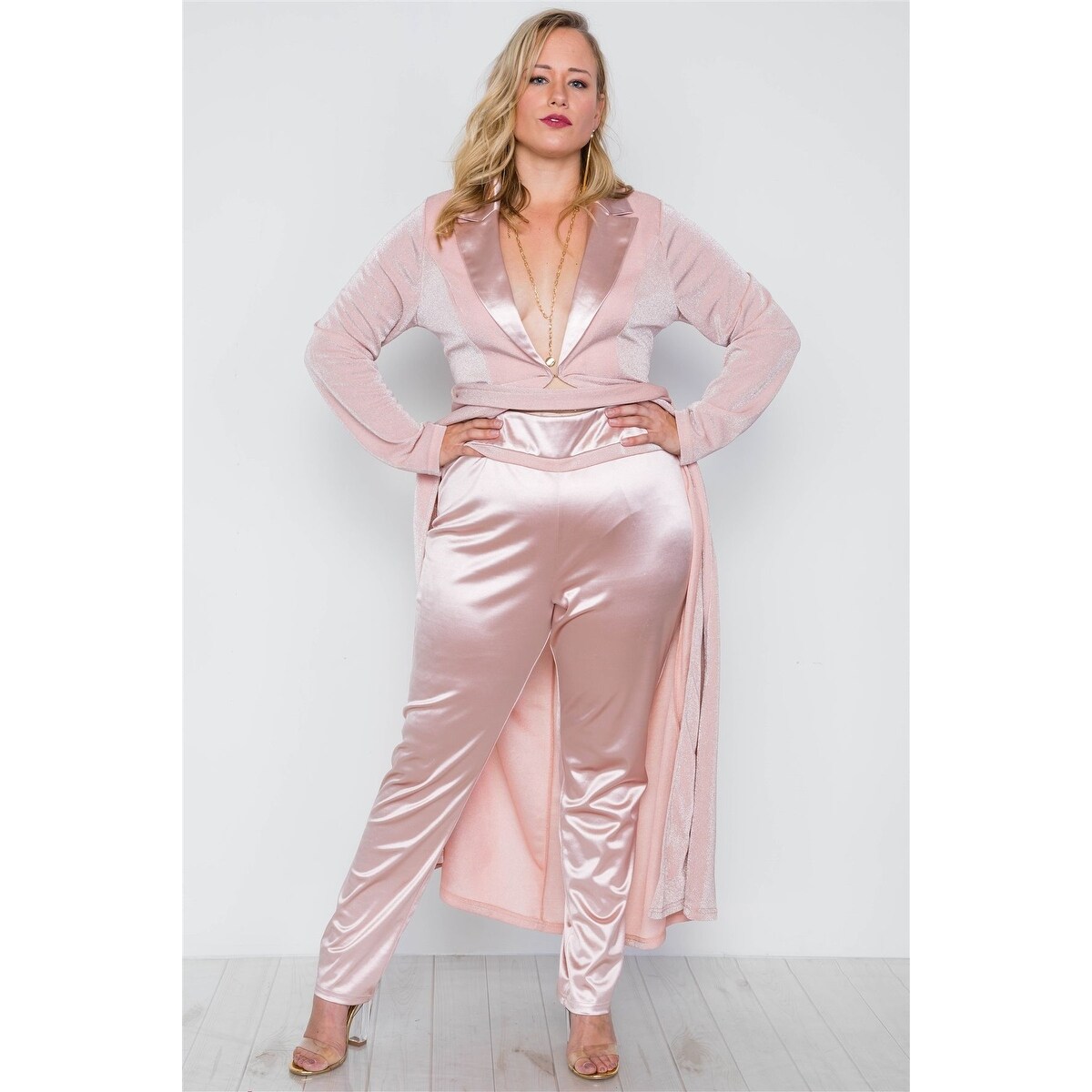 pink satin cardigan