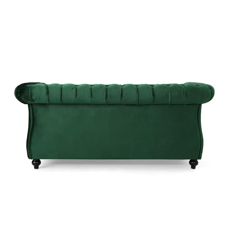 61.75" Velvet Chesterfield Loveseat Sofa with Button-Tufted Upholstery, Nailhead Trim and Rolled Arms