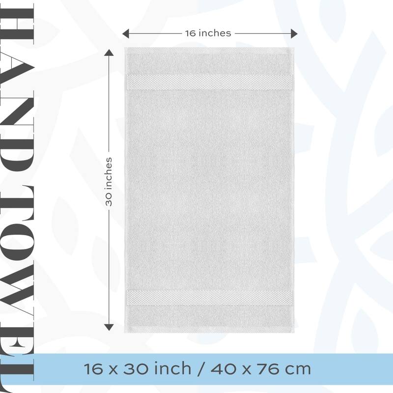 White Classic Luxury Cotton Hand Towel 16x30 - Set of 6