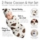 preview thumbnail 6 of 4, Wild West Cow Print Baby Cocoon and Beanie Hat Sleep Sack 2pc Set Brown and Cream Gender Neutral Western Southern Country Animal