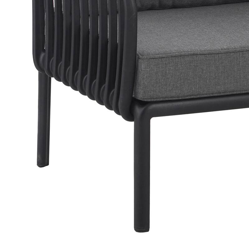 Roomfitters 3-Piece Outdoor Sectional Patio Conversation Set with Coffee Table and Cushions for Porch