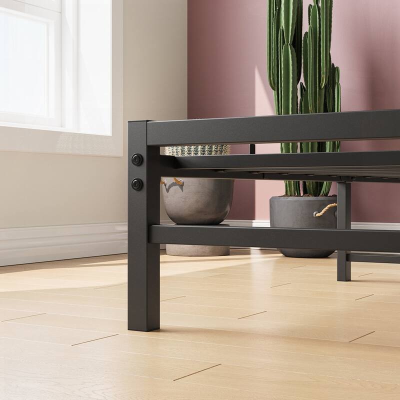Platform Bed Frame with Wooden Headboard