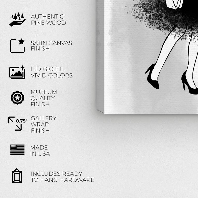 Wynwood Studio Canvas Fashion and Glam Walking in the Air Black and Light Pink Glam Wall Art Canvas Print
