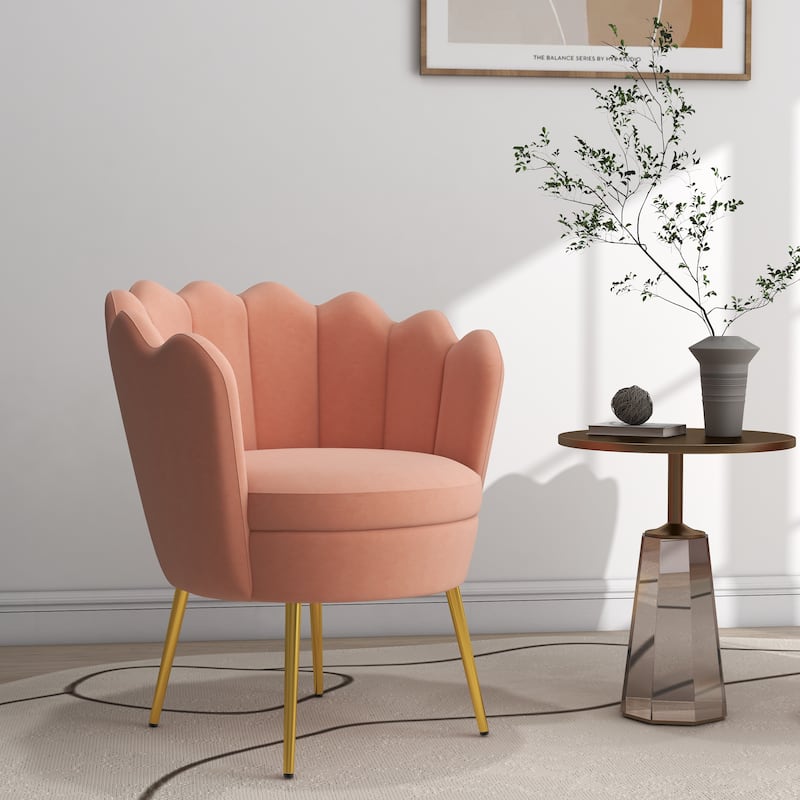 Velvet Upholstered Barrel Accent Chair