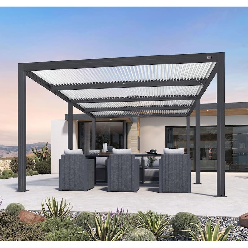 PURPLE LEAF Louvered Pergola Outdoor Aluminum Pergola with Adjustable Roof for Patio Hardtop Gazebo