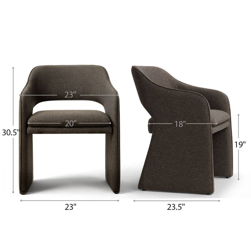 Upholstered Dining Chairs Set of 4 with Open-Back Design and Performance Fabric