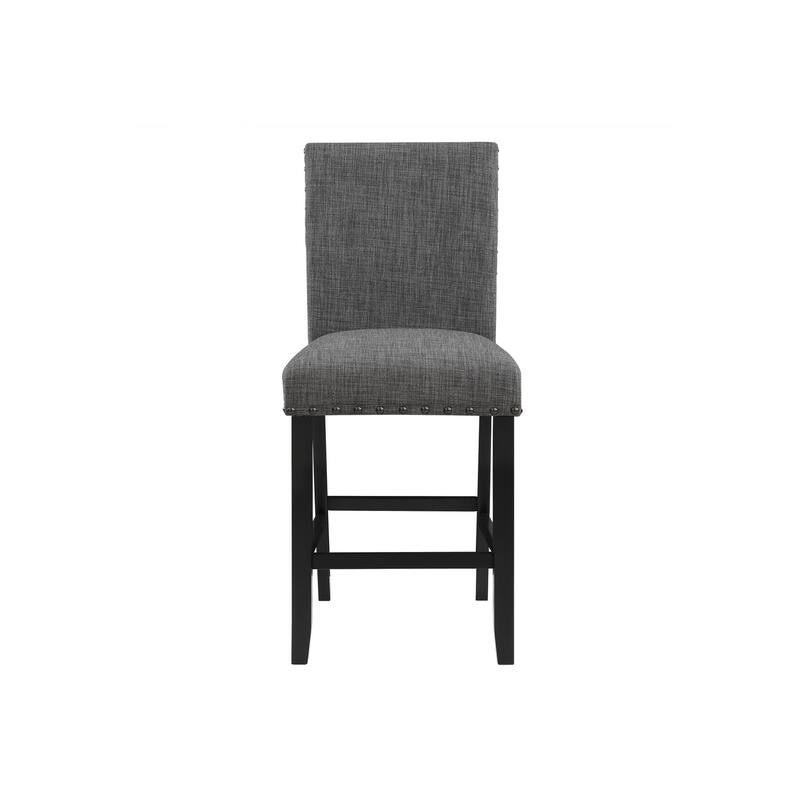 HomeRoots Set of Two 26" Gray and Black Wood and Fabric Counter Height Bar Chairs